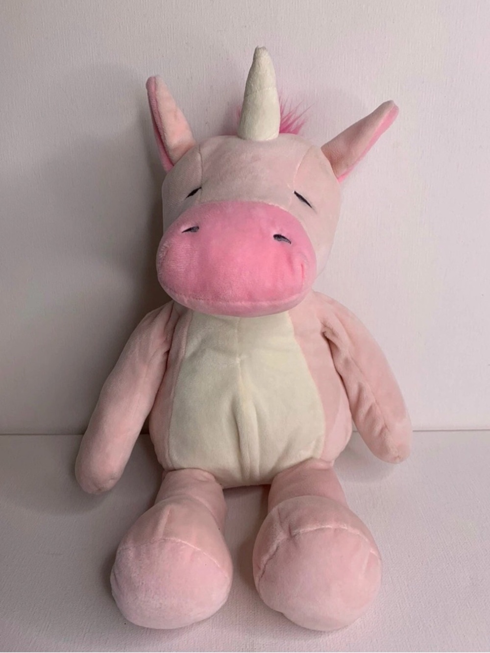 Manhattan Toy Co Plush Pink Unicorn Stuffed Animal with Cream Belly -